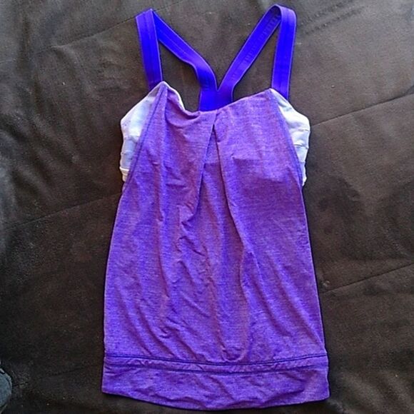 Lululemon Heathered Purple Restless tank wee stripe bruised berry sz 4 - Picture 4 of 9